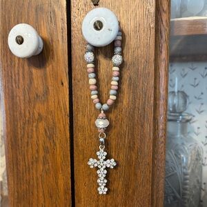 📿 Crystal Cross Door Knob Hanger